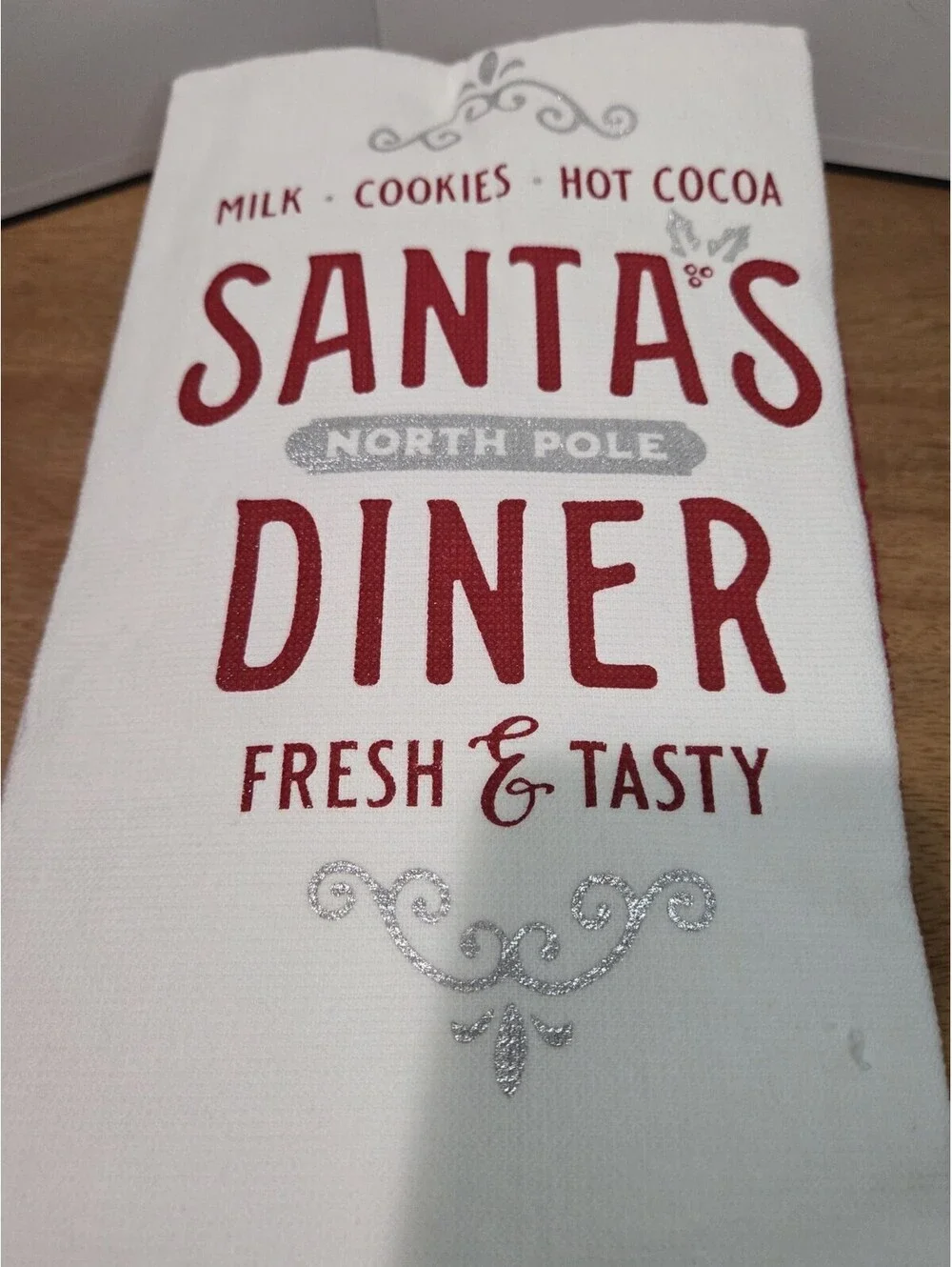 Shabby Chic Santa's North Pole Diner Kitchen Towels Set Of 3 Christmas...